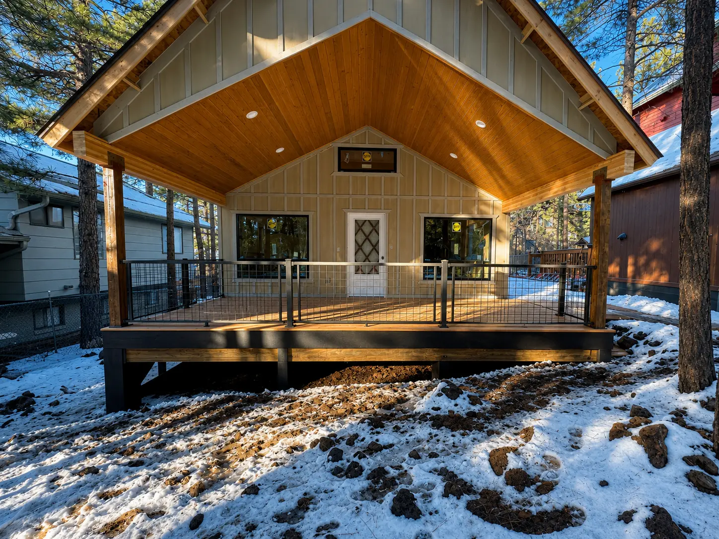 Completed cedar porch structure